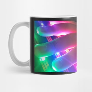 Fingertips Touching Colorful Lights Mug